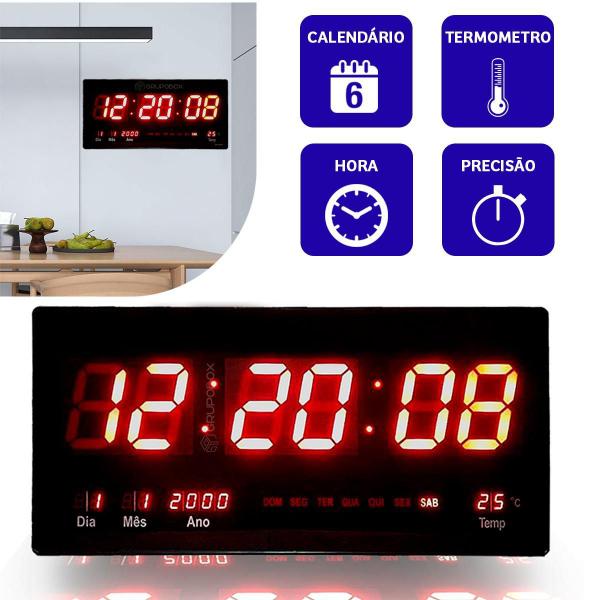 Imagem de Relógio De Parede Ergonômico Led Digital Alarme Calendário