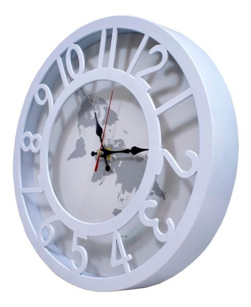 Imagem de Relógio De Parede Escritório Países Moderno Branco 30x30cm