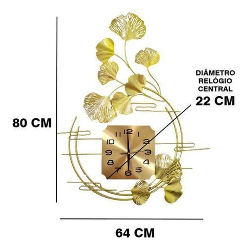 Imagem de Relógio De Parede Folhas 3D Design Vertical Metal 80Cm