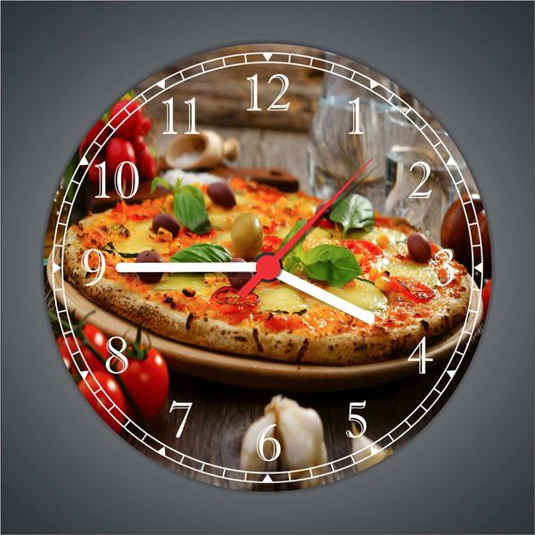 Imagem de Relógio De Parede Gourmet Pizza Pizzaria Lanchonetes Restaurantes Quartz Tamanho 40 Cm RC021