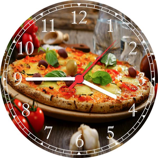 Imagem de Relógio De Parede Gourmet Pizza Pizzaria Lanchonetes Restaurantes Quartz Tamanho 40 Cm RC021