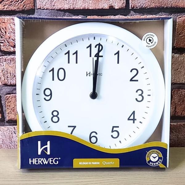 Imagem de Relógio de Parede Herweg Quartz Analógico Redondo Branco 660043 - 021