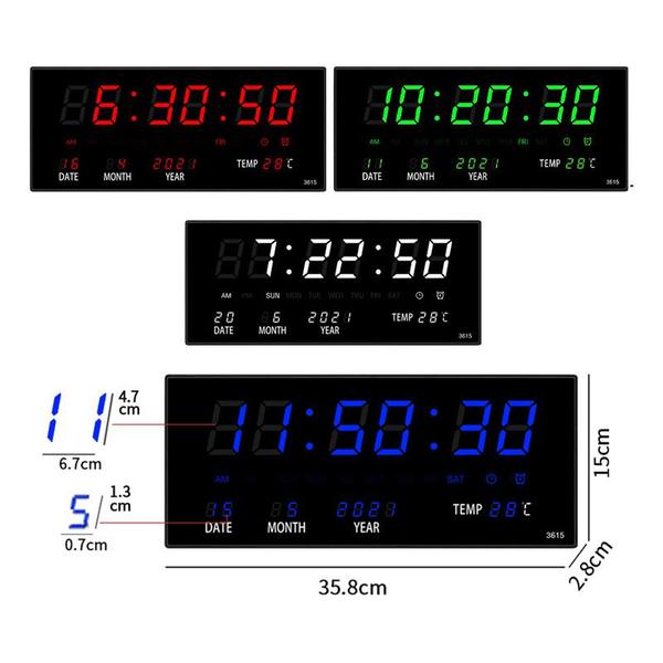 Imagem de Relógio de parede LED com calendário perpétuo digital para sala de estar