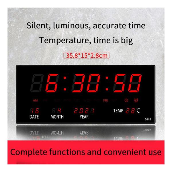Imagem de Relógio de parede LED com calendário perpétuo digital para sala de estar