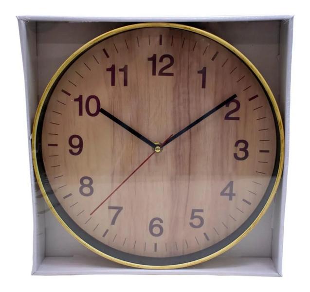 Imagem de Relógio De Parede Madeira 30x30cm Numeração Arábica