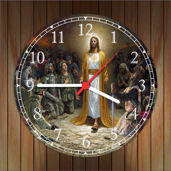 Imagem de Relógio De Parede Quartz Católico Religioso Jesus Cristo Tamanho 40 Cm RC004