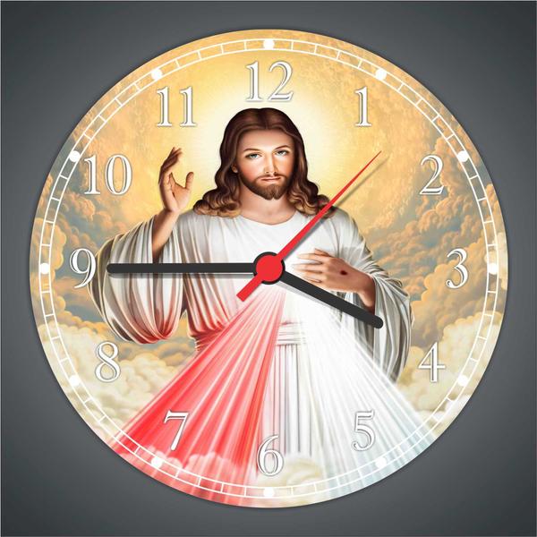 Imagem de Relógio De Parede Quartz Católico Religioso Jesus Misericordioso Cristianismo Tamanho 40 Cm RC010