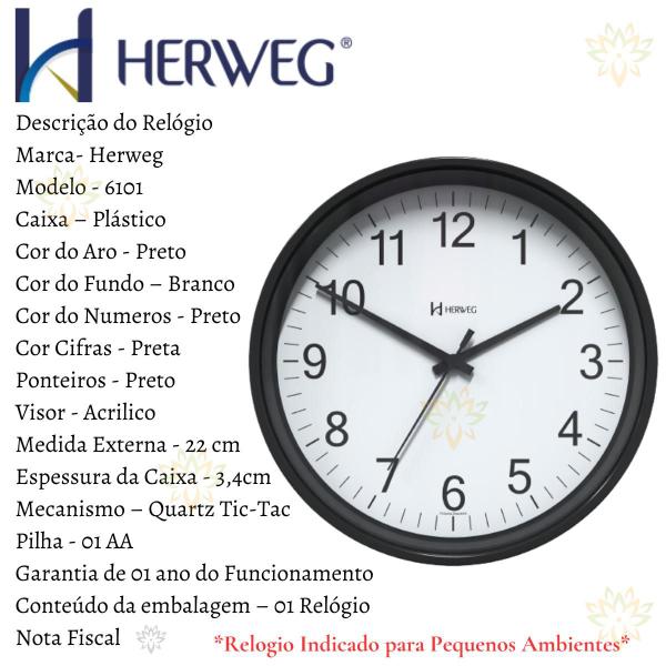 Imagem de Relogio de Parede Sala Cozinha Herweg 6101 22cm