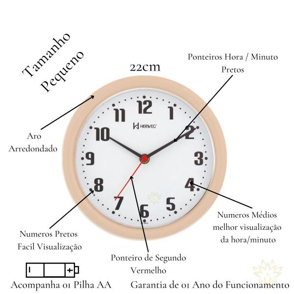 Imagem de Relogio de Parede Sala Cozinha Herweg 6102 22cm