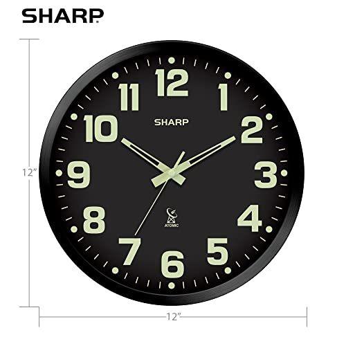 Imagem de Relógio de parede Sharp Glow in The Dark Atomic 30 cm com moldura preta