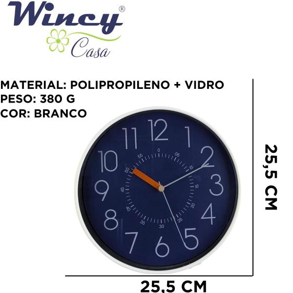 Imagem de Relógio de Parede Wincy Silencioso Moderno Decorativo Casa Escritório Sala Luxo Redondo Azul PDA02091