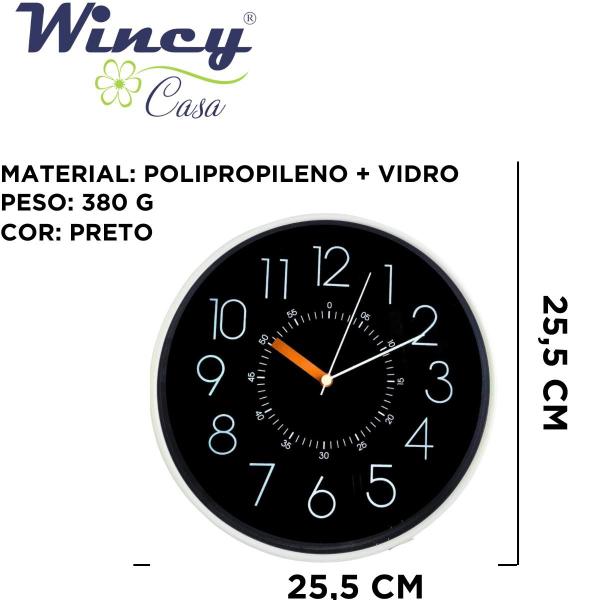 Imagem de Relógio de Parede Wincy Silencioso Moderno Enfeite Decoração Casa Escritório Home Office Sala Luxo Redondo Azul Branco PretoPDA02091 