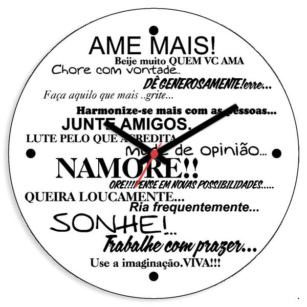 Imagem de Relógio de Paredes Vinil Frases Amor Felicidade e Amizade