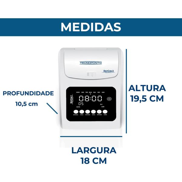 Imagem de Relógio de Ponto Cartográfico Mecânico Cartão Ponto RepCon V2 + 50 cartões