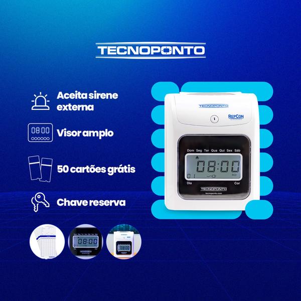Imagem de Relógio de ponto cartográfico Tecnoponto + 50 cartões de ponto