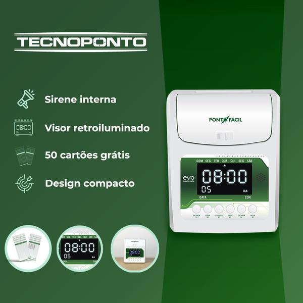Imagem de Relógio de Ponto com Sirene Bateria Cartão e Software