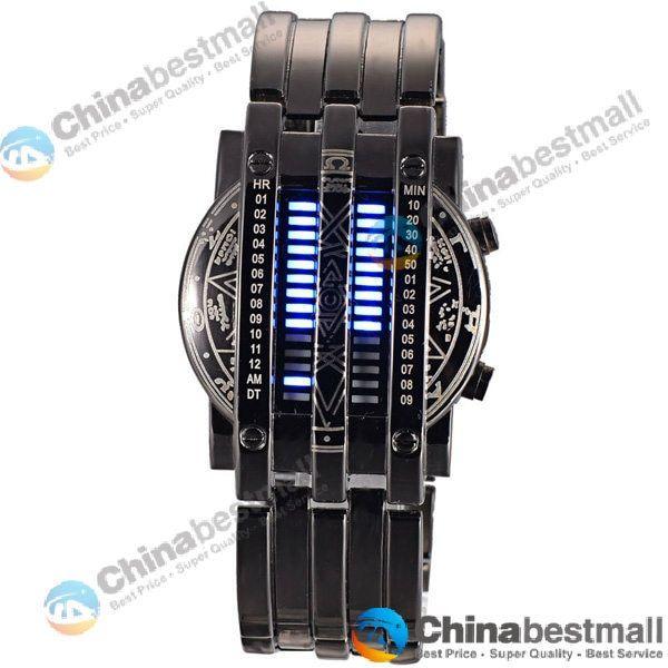 Imagem de Relógio de pulseira binária LED masculino - azul