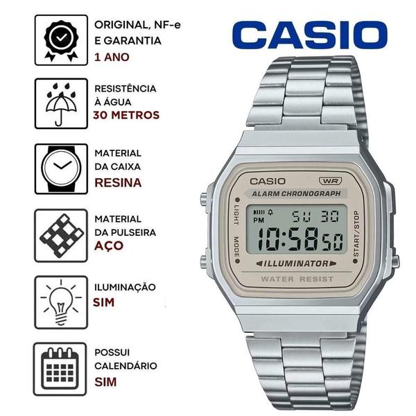 Imagem de Relógio De Pulso Casio Casual Prata A168Wa-8Aydf