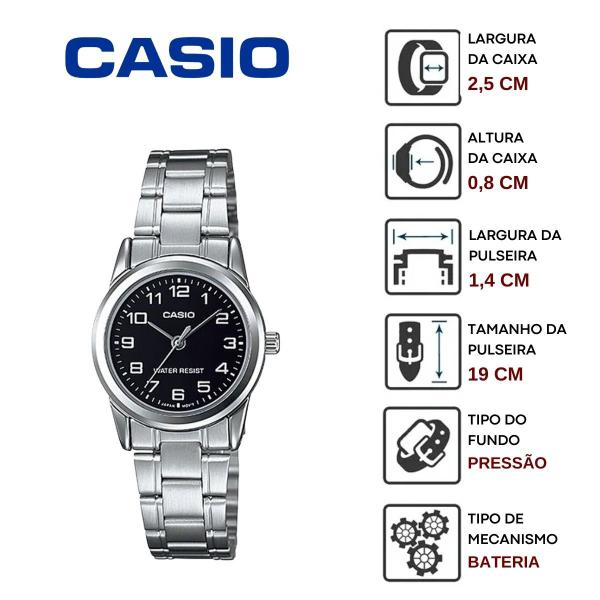 Imagem de Relógio de Pulso Casio Collection Classico Feminino Pequeno Casual Aço Inóx Prata LTP-V001D