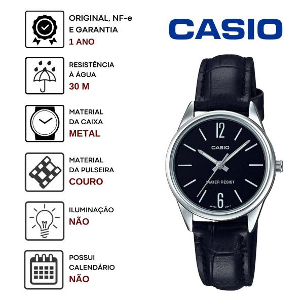 Imagem de Relógio de Pulso Casio Feminino Collection Clasico Analógico Casual Pulseira de Couro Prata Pequeno Redondo Original LTP-V005L