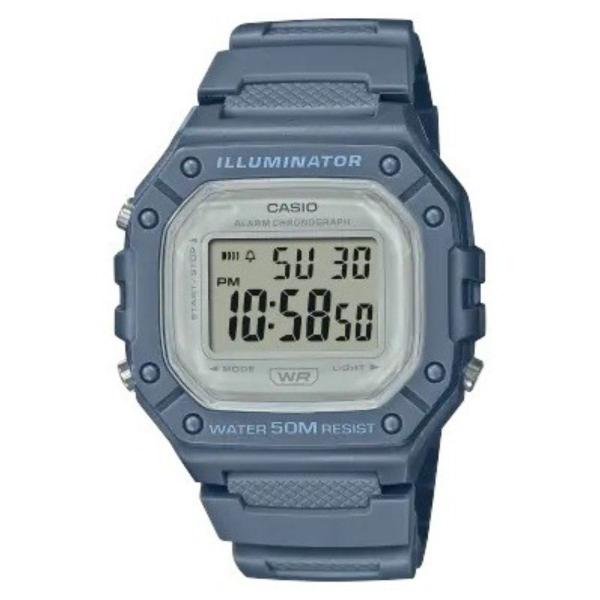 Imagem de Relógio de Pulso Casio Feminino Digital Esportivo Quadrado Illuminator Prova Dágua 50 Metros Azul W-218HC