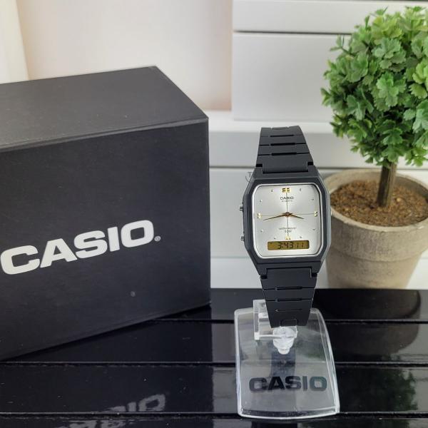 Imagem de Relógio de Pulso Casio Feminino Vintage Analógico Digital Estilo Moderno Prova Dágua 5O Metros Analógico Digital Estilo Preto AW-48HE-7AVDF