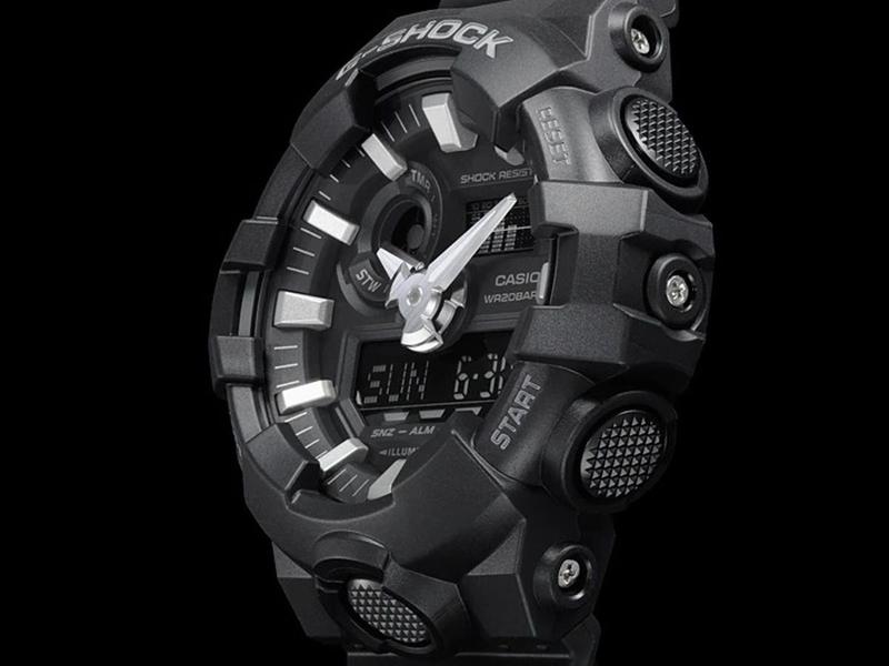 Imagem de Relógio de Pulso Casio G-Shock Masculino Anadigi Preto Redondo Visor 3D 200 Metros Cronômetro GA-700-1BDR