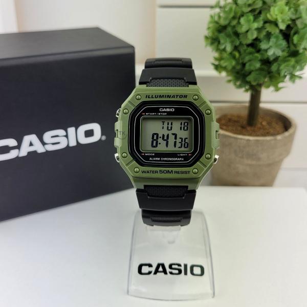 Imagem de Relógio de Pulso Casio Illuminator Masculino Digital Esportivo Prova Dágua 50 Metros Verde Preto Azul Vermelho Laranja W-218H