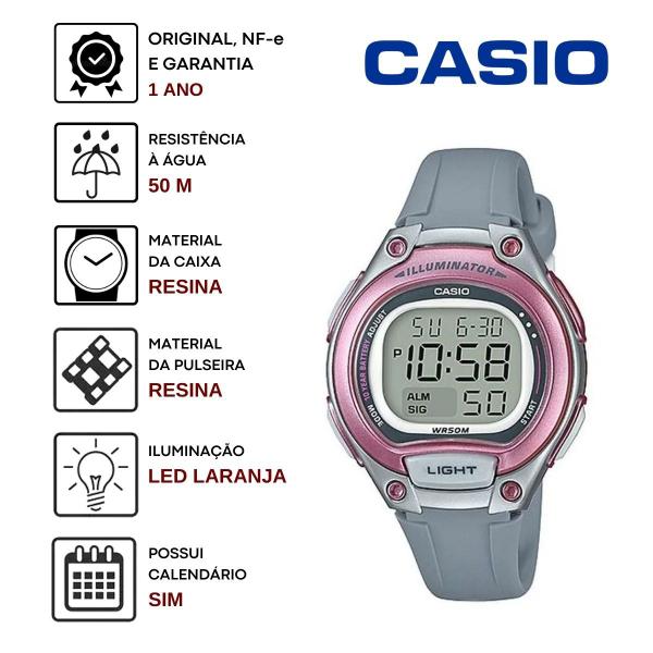 Imagem de Relógio de Pulso Casio Infantil Digital Alarme Luz Led Quartz Esportivo Cinza LW-203-8AVDF + Massinha Slime Amoeba Geleca