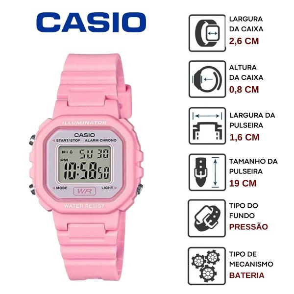 Imagem de Relógio de Pulso Casio Infantil Led Digital Prova Dagua 30m Preto Cinza Azul e Rosa