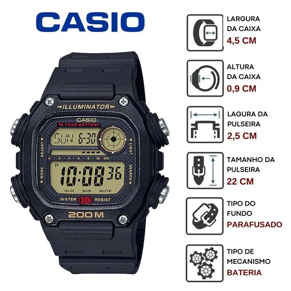 Imagem de Relógio de Pulso Casio Masculino Digital Grande Hora mundial Prova Dágua 200 metros Preto DW-291H-9AVDF