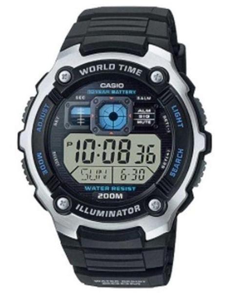 Imagem de Relógio de Pulso Casio Masculino Digital Hora Mundial Illuminator 5 Alarmes Temporizador Prova Dágua 20 ATM Esportivo Preto AE-2000W-1AVDF