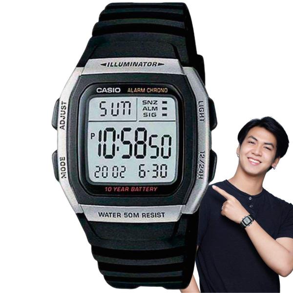 Imagem de Relógio de Pulso Casio Masculino Digital Illuminator Prova Dagua 50 Metros Resina Quadrado Quartz Hora dupla Casual Preto W-96H-1AVDF