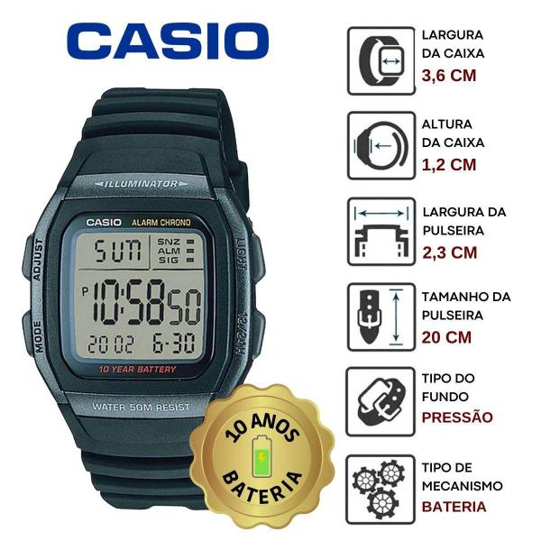 Imagem de Relógio de Pulso Casio Masculino Digital Prova Dágua 50 Metros Illuminator Preto W-96H-1BVDF + Chaveiro