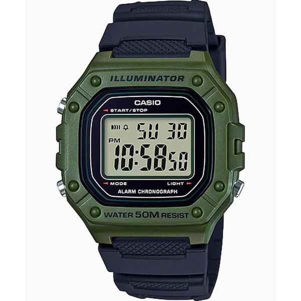 Imagem de Relógio de Pulso Casio Masculino Digital Prova Dágua 50 Metros Illuminator Quadrado Esportivo Verde W-218H-3AVDF + Chaveiro