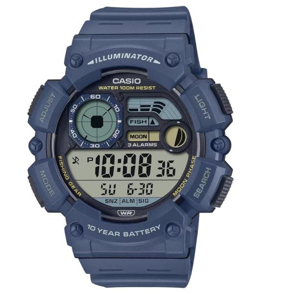 Imagem de Relógio de Pulso Casio Masculino Digital Tabua de Mares Pescaria Prova Dágua 10 ATM Pulseira Extra Grande Fase Lua Esportivo Azul WS-1500H-2AVDF