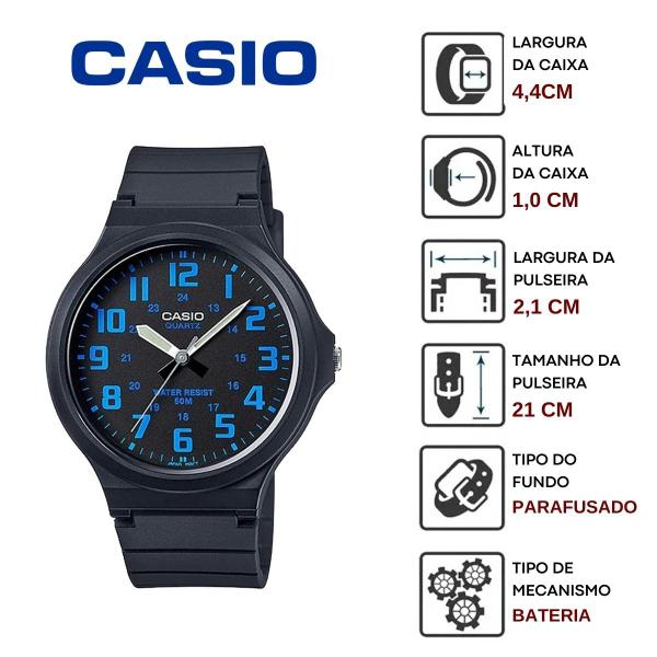 Imagem de Relógio de Pulso Casio Vintage Unissex Masculino Feminino Classico Analógico Preto Prova Dágua MW-240