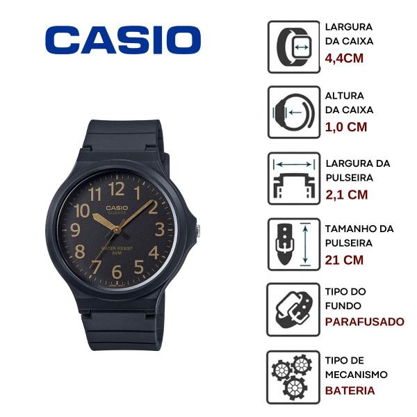 Imagem de Relógio de Pulso Casio Vintage Unissex Masculino Feminino Classico Analógico Preto Prova Dágua MW-240