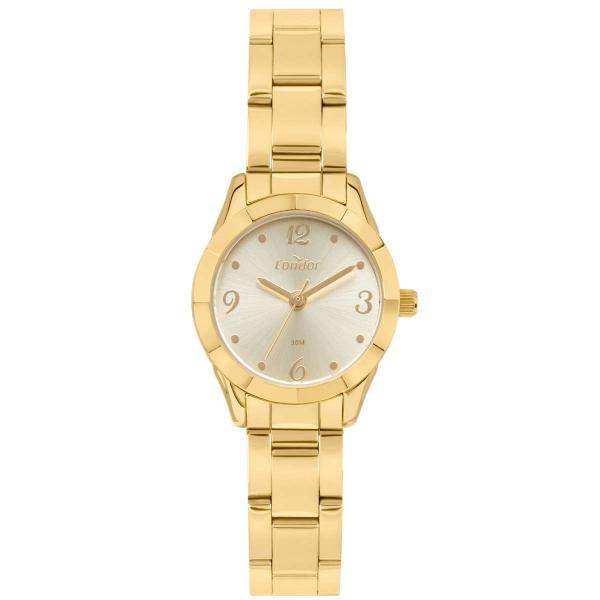 Imagem de Relógio de Pulso  Condor Feminino Analogico Quartz Pequeno Redondo Aço Inóx Prova Dágua Banhado Ouro Casual Dourado COPC21JDA/4D