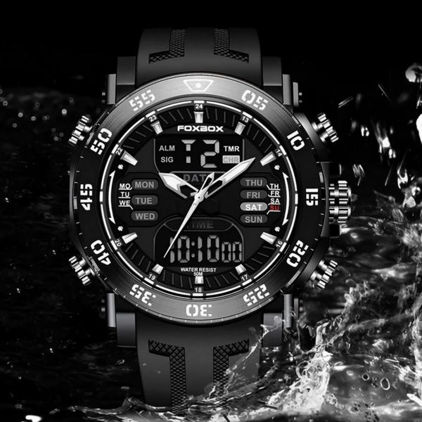 Relógio de Pulso Digital Led Masculino Impermeável de Quartzo Esportivo - FOXBOX Imagem de Relógio de Pulso Digital Led Masculino Impermeável de Quartzo Esportivo