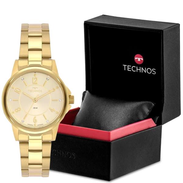 Imagem de Relógio De Pulso Feminino Dourado Technos Redondo Boutique Analógico Clássico 2035MTP/1X