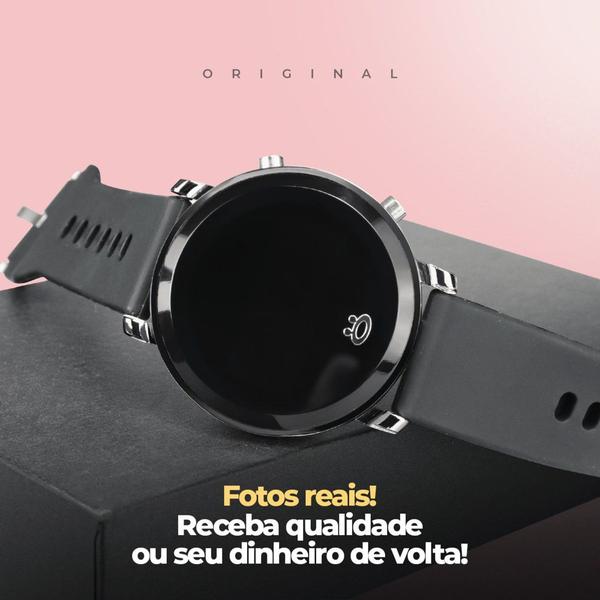 Imagem de Relógio De Pulso Feminino Preto Dourado Strass Digital Luxo Casual