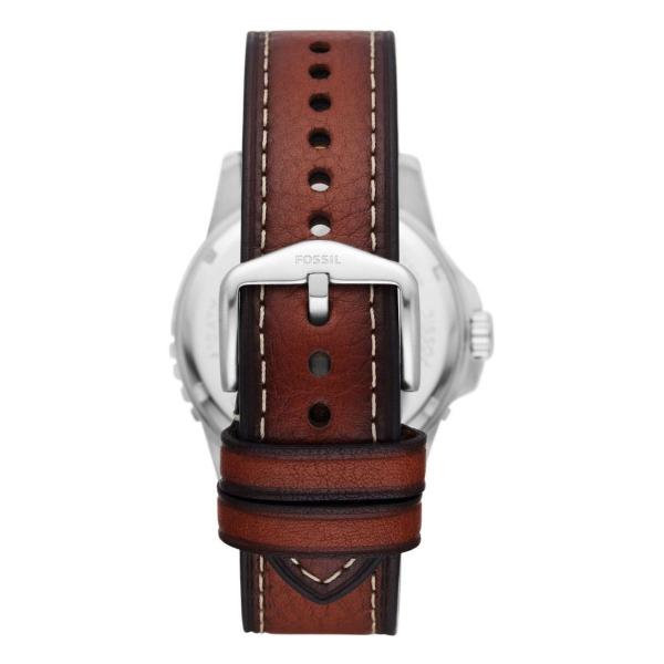 Imagem de Relógio de Pulso Fossil Masculino Analógico Pulseira Couro Casual Prova D Água 100M Aço Inóx Prata FS5961/0M