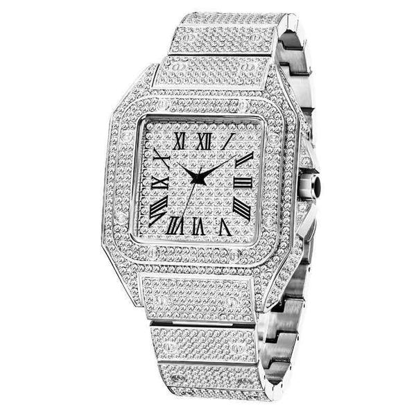 Imagem de Relógio de pulso Hiphop Full Iced Out Rhinestone Quartz para homens