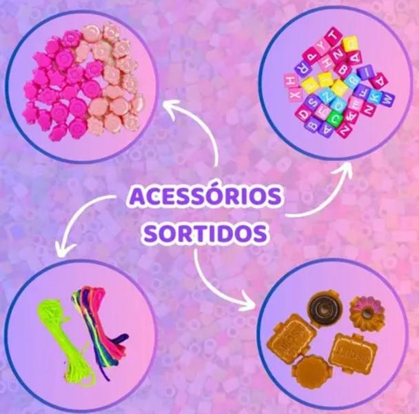 Imagem de Relógio de Pulso Infantil Digital Esporte Silicone + Kit Miçangas Coloridas para Montar Colar Pulseiras Anel Pingentes