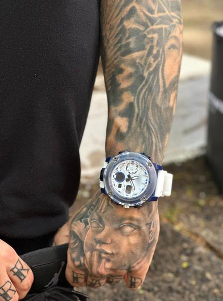 Relógio De Pulso LED Dual Time Digital Esportivo Masculino Moda Militar Cronógrafo Despertador - SPORTS Imagem de Relógio De Pulso LED Dual Time Digital Esportivo Masculino Moda Militar Cronógrafo Despertador