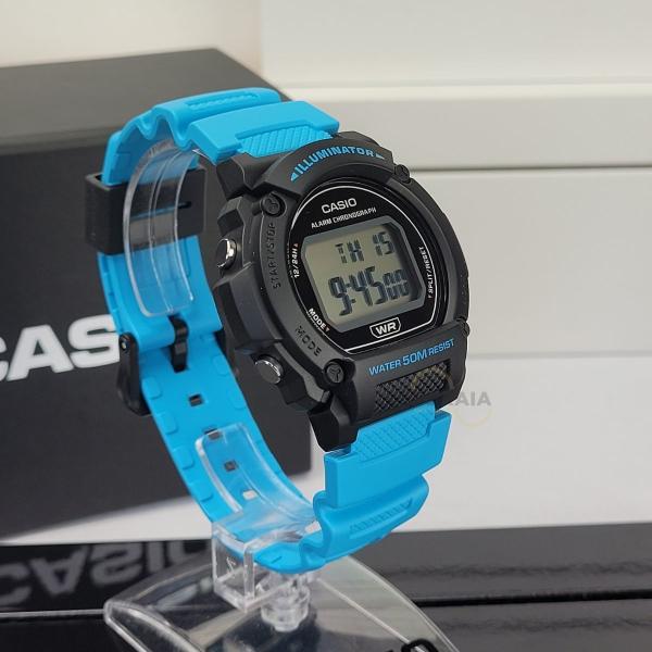 Imagem de Relógio De Pulso Masculino Casio Illuminator Digital Redondo Prova Dágua 50 Metros Esportivo Azul W-219H-2A2VDF