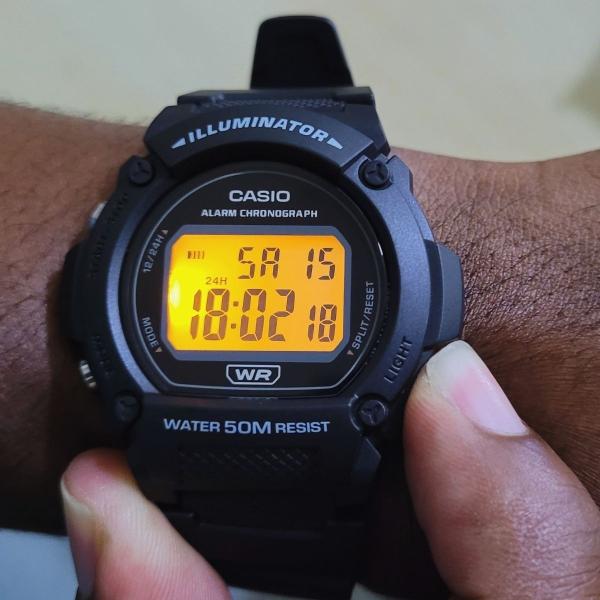 Imagem de Relógio De Pulso Masculino Casio Illuminator Digital Redondo Prova Dágua 50 Metros Esportivo Preto W-219H-1AVDF