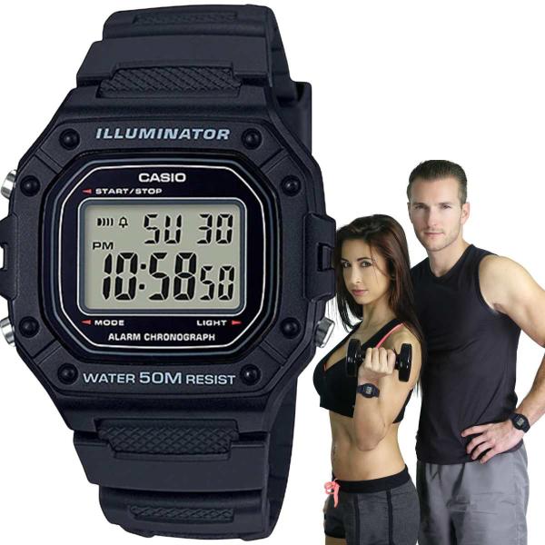 Imagem de Relógio de Pulso Masculino Digital Casio Esportivo Prova Dágua Preto Original W-218H-1AVDF