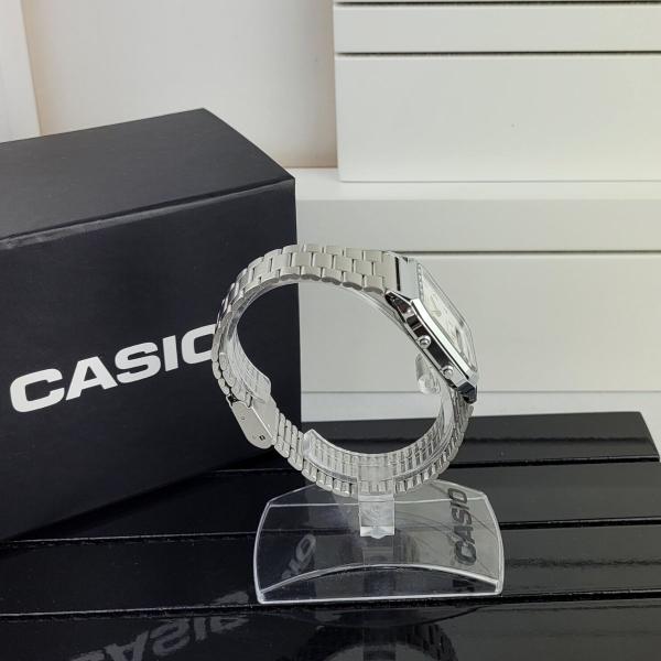 Imagem de Relógio de Pulso Masculino Feminino Casio Vintage Unissex Anadigi Analógico Digital Quadrado Resistente Água Casual Prata AQ-230A-2A1MQYD